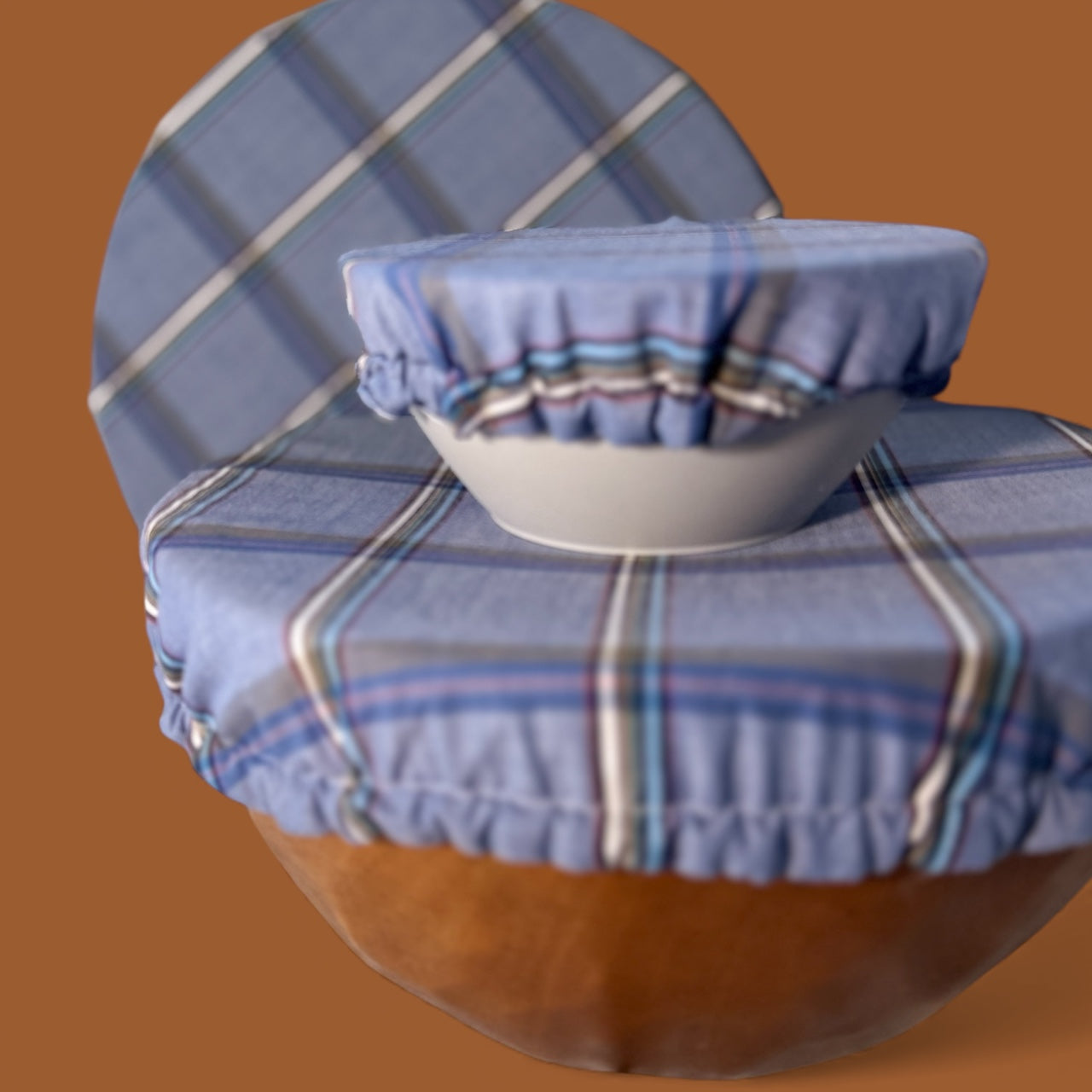 Blue Plaid Bowl Cover Set