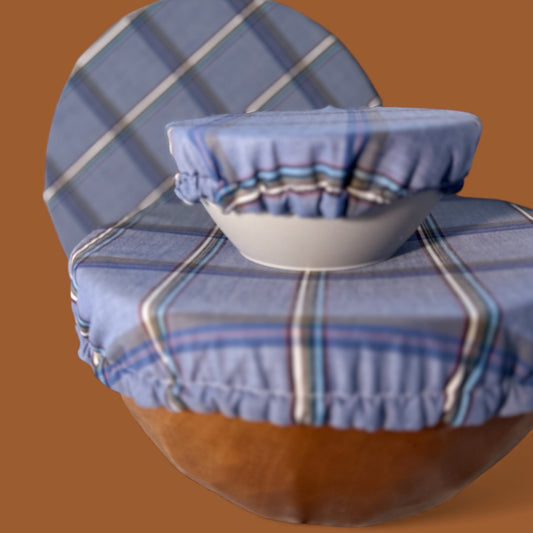Blue Plaid Bowl Cover Set
